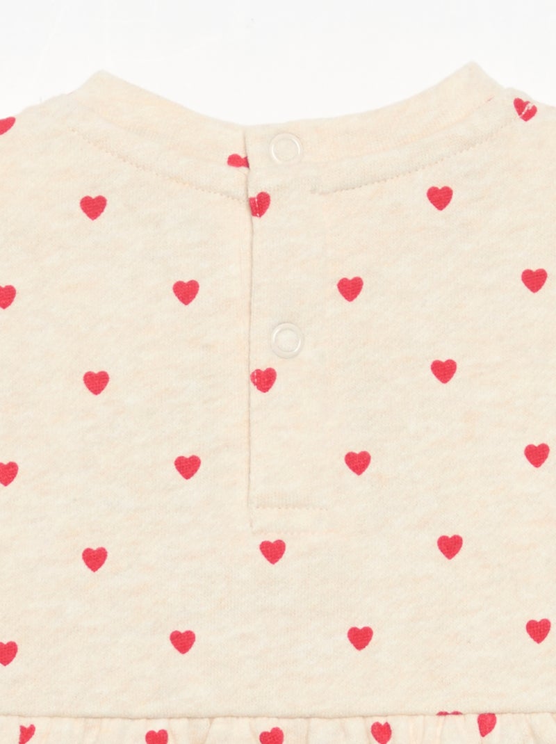 Vestido estampado de manga comprida Bege - Kiabi