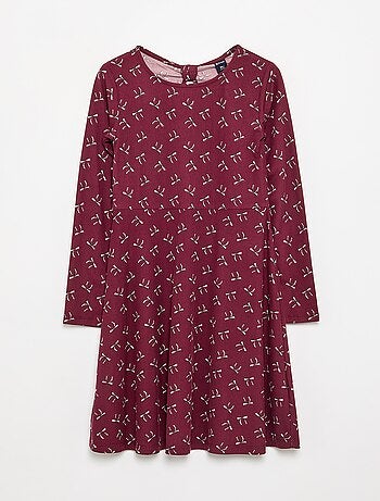 Vestido estampado de manga comprida