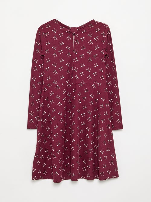 Vestido estampado de manga comprida - Kiabi
