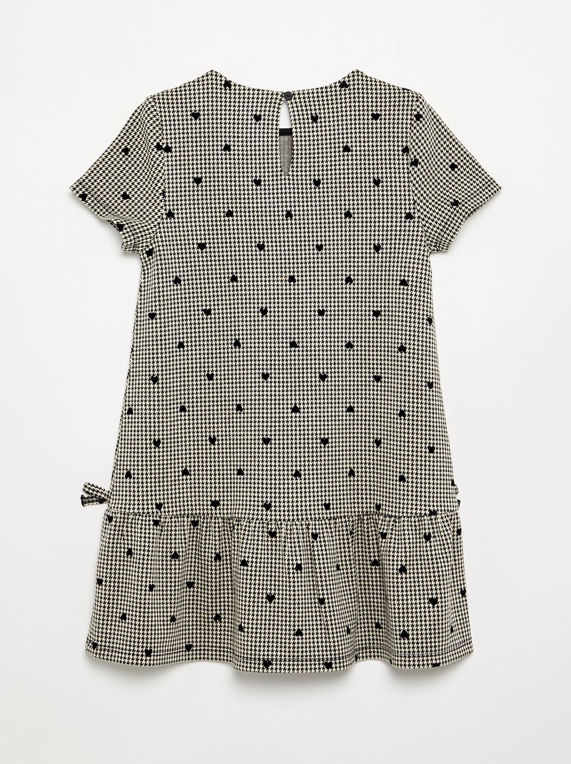 Vestido estampado de manga curta Bege - Kiabi