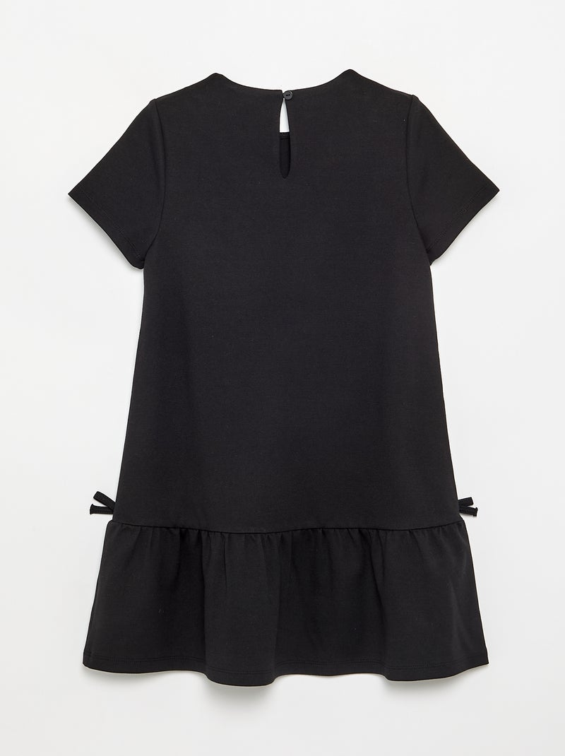 Vestido estampado de manga curta Preto - Kiabi
