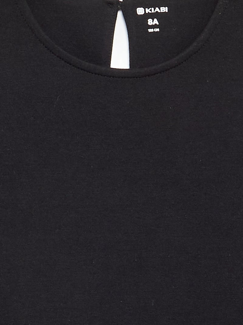 Vestido estampado de manga curta Preto - Kiabi