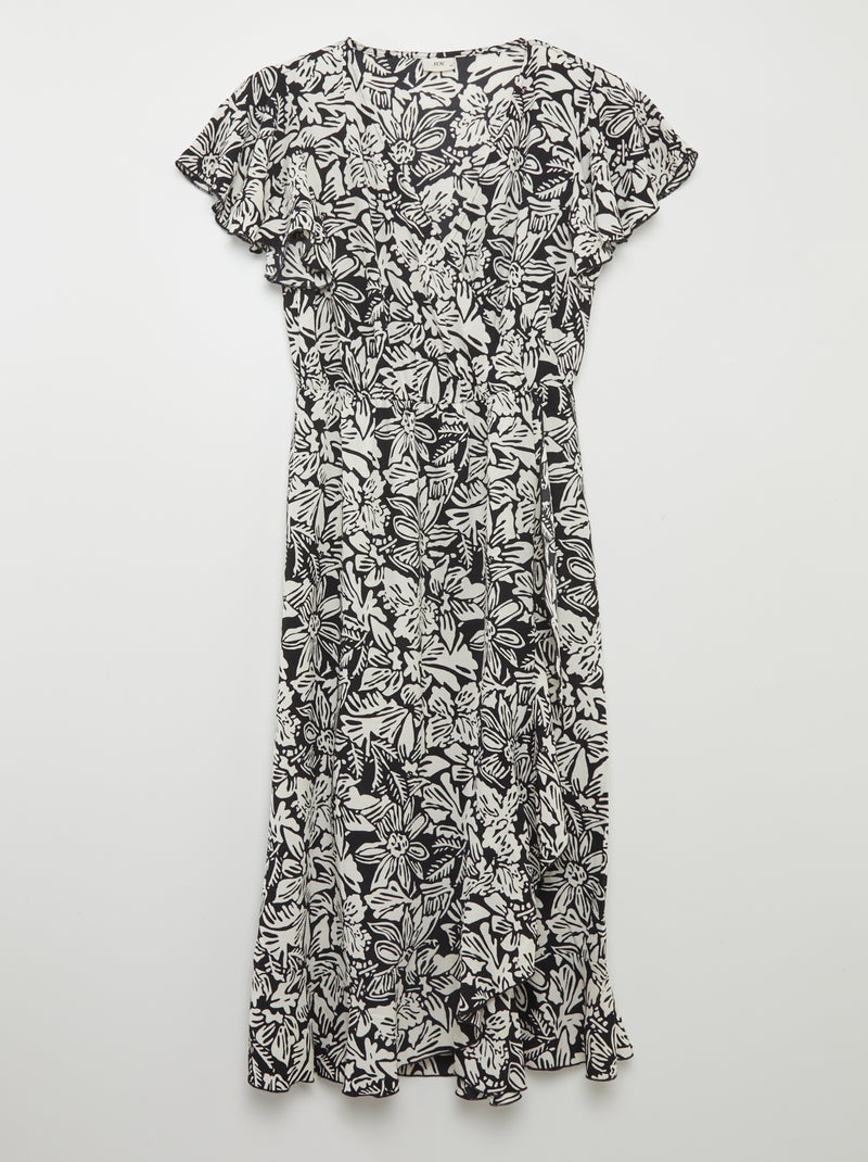Vestido estampado e com folhos 'JDY' PRETO - Kiabi