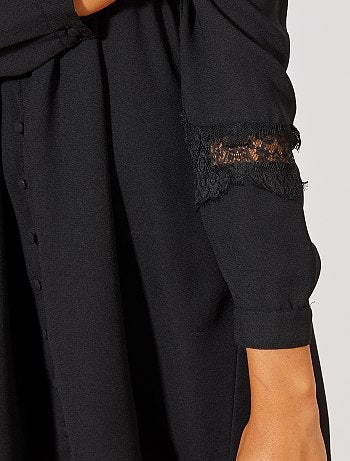 Vestido estampado em cachemira e mangas em renda - Kiabi