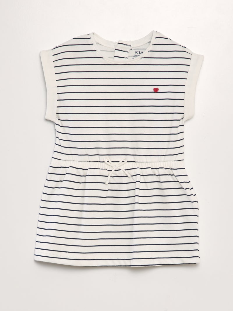 Vestido estampado em jersey BRANCO - Kiabi