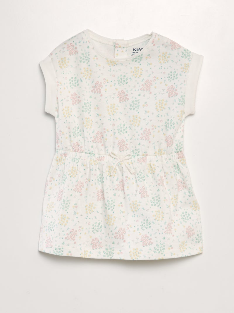 Vestido estampado em jersey BRANCO - Kiabi