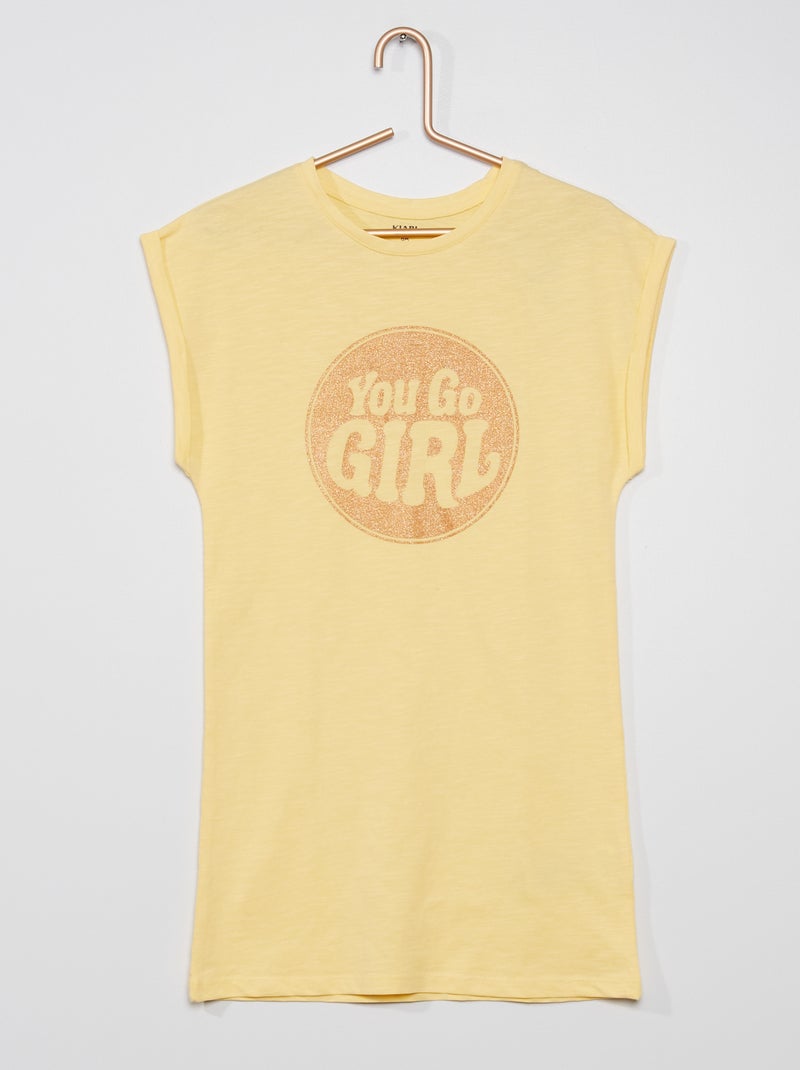 Vestido estampado em malha AMARELO - Kiabi