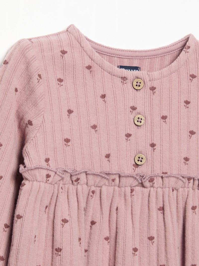 Vestido estampado em malha suave Rosa - Kiabi