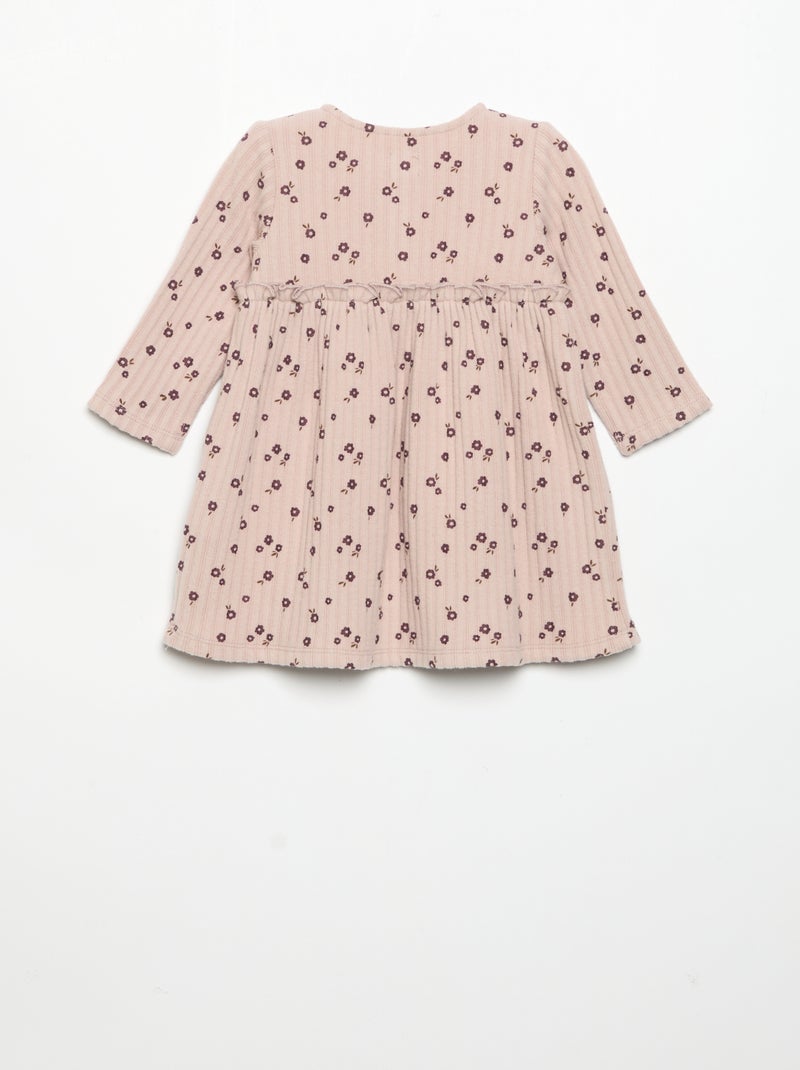Vestido estampado em malha suave Rosa - Kiabi