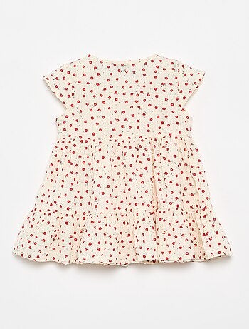 Vestido estampado em tecido plumetis
