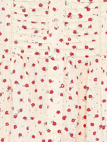 Vestido estampado em tecido plumetis