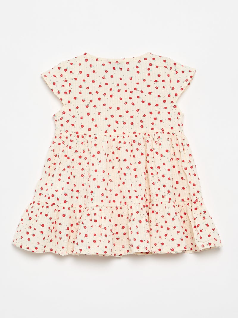 Vestido estampado em tecido plumetis Vermelho - Kiabi