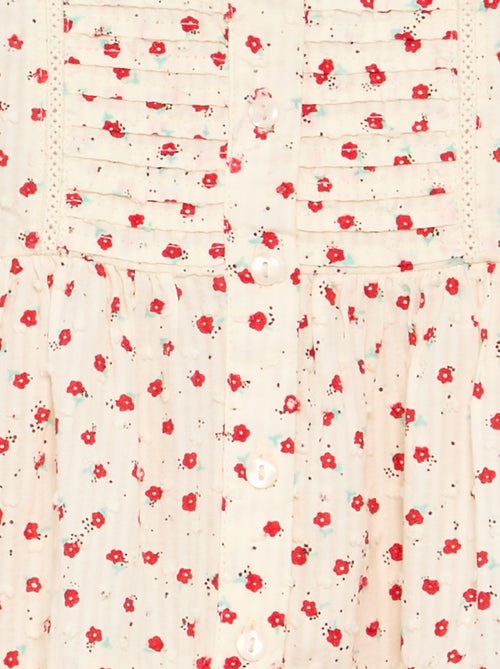 Vestido estampado em tecido plumetis - Kiabi