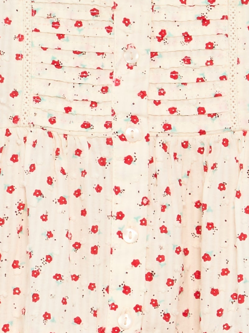 Vestido estampado em tecido plumetis Vermelho - Kiabi