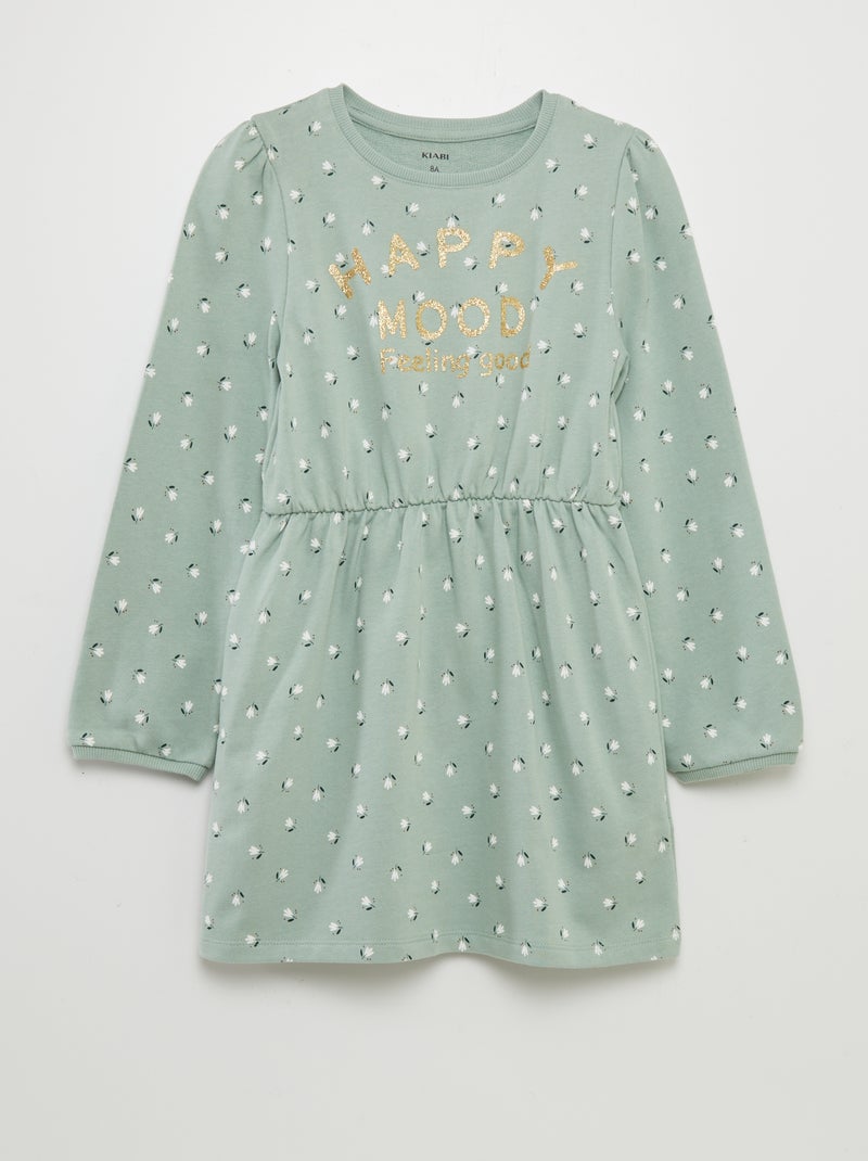 Vestido estampado French Terry VERDE - Kiabi