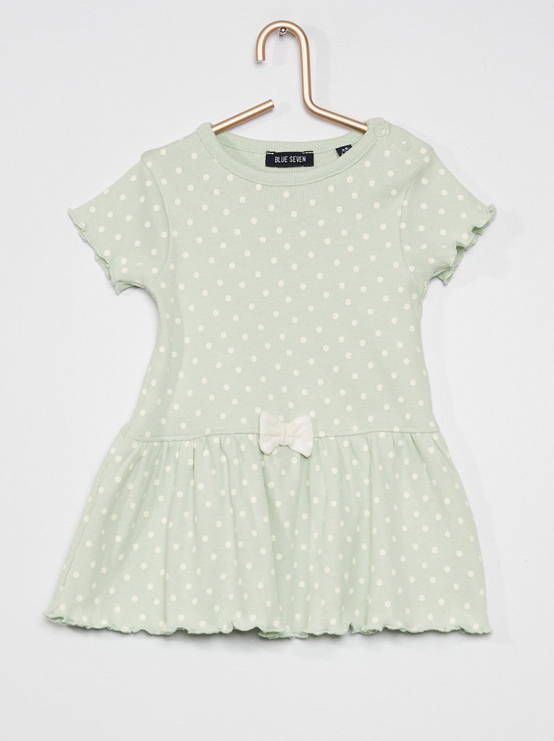 Vestido estampado 'pintas' BEGE - Kiabi