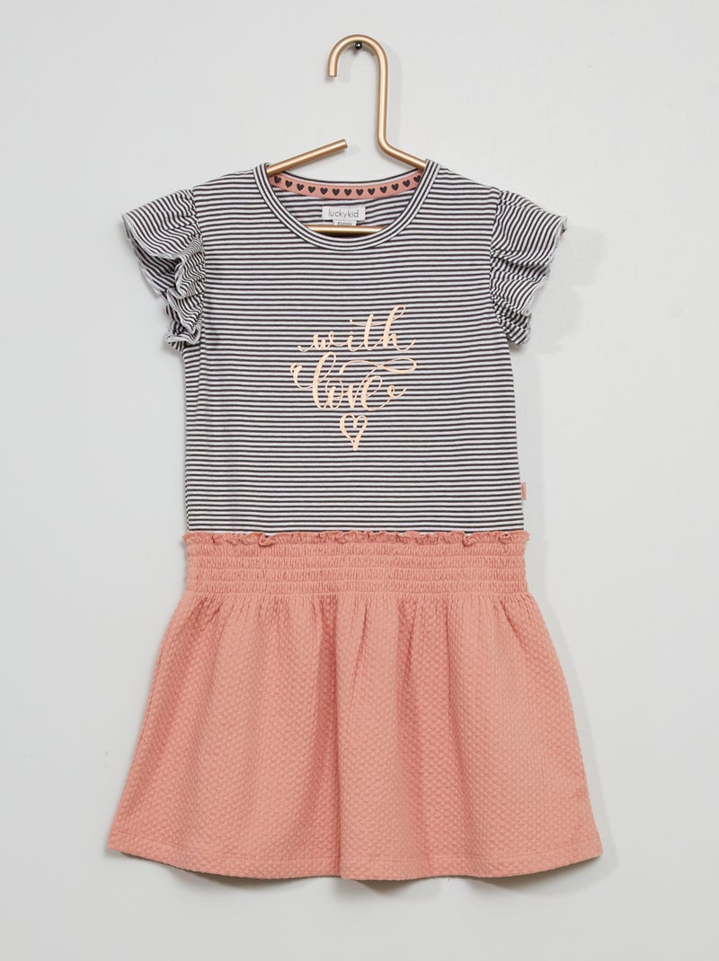 Vestido estampado Rosa/ Cinza - Kiabi