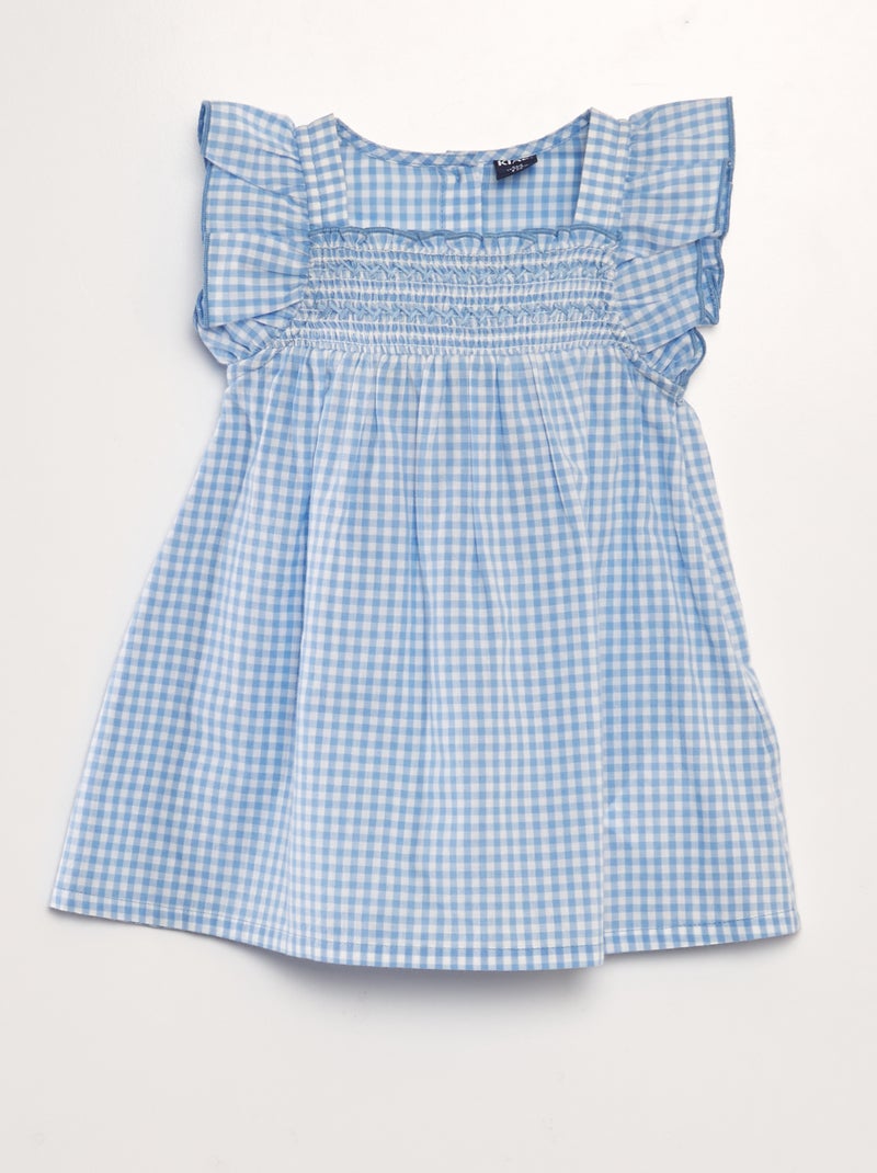 Vestido estampado vichy AZUL - Kiabi