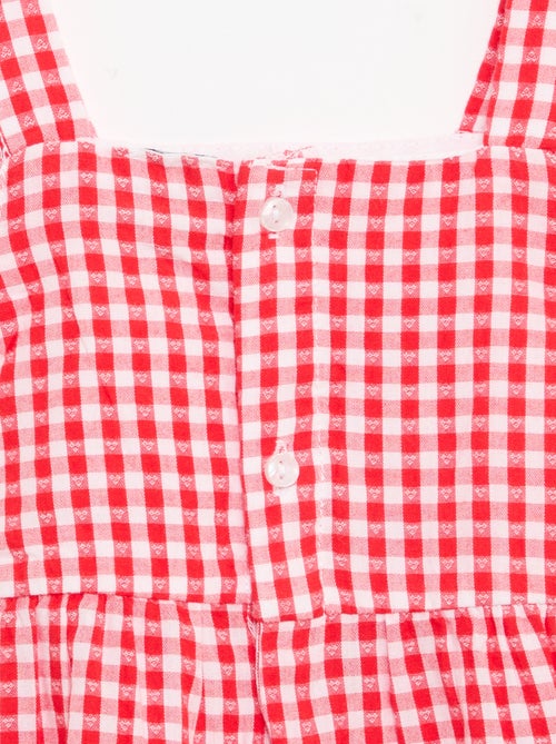 Vestido estampado vichy em camadas - Kiabi