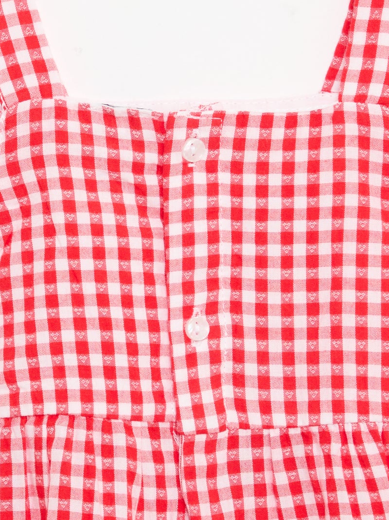 Vestido estampado vichy em camadas Vermelho - Kiabi