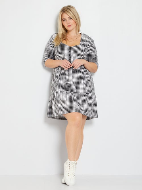 Vestido estampado vichy - Kiabi