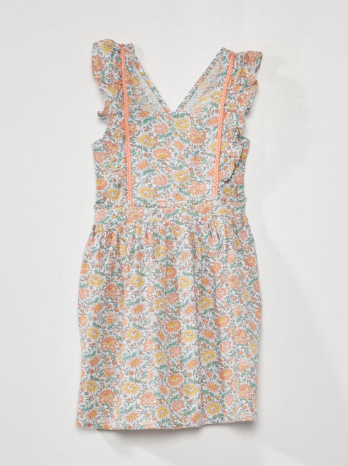 Vestido estilo avental com estampado - Kiabi