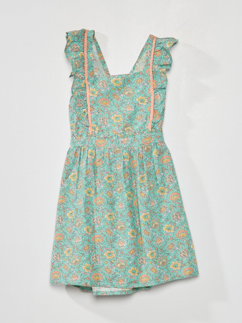 Vestido estilo avental com estampado VERDE - Kiabi