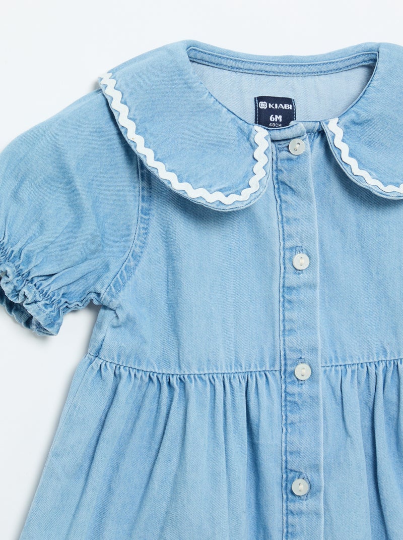 Vestido estilo camisa de manga curta Azul - Kiabi