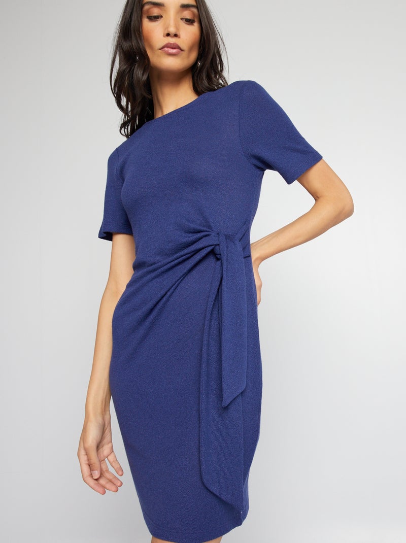 Vestido estilo rústico com laço AZUL - Kiabi