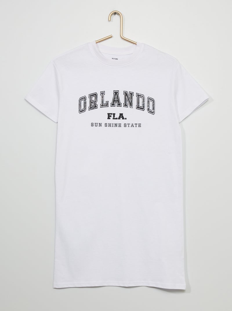 Vestido estilo t-shirt em malha jersey BRANCO - Kiabi