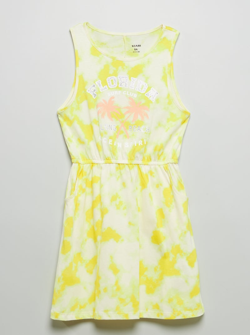Vestido estilo top em jersey tie and die AMARELO - Kiabi