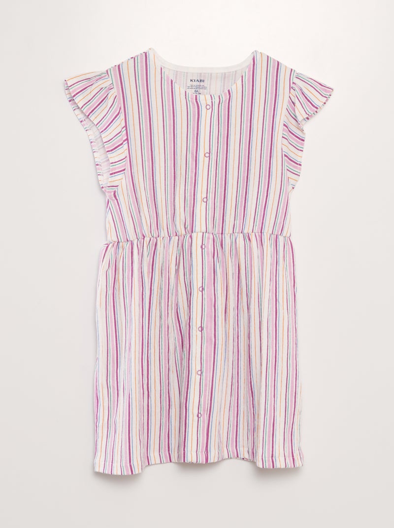 Vestido evasé às riscas BRANCO - Kiabi