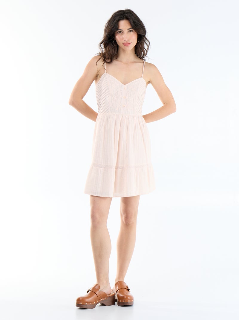 Vestido evasê com alças Bege - Kiabi