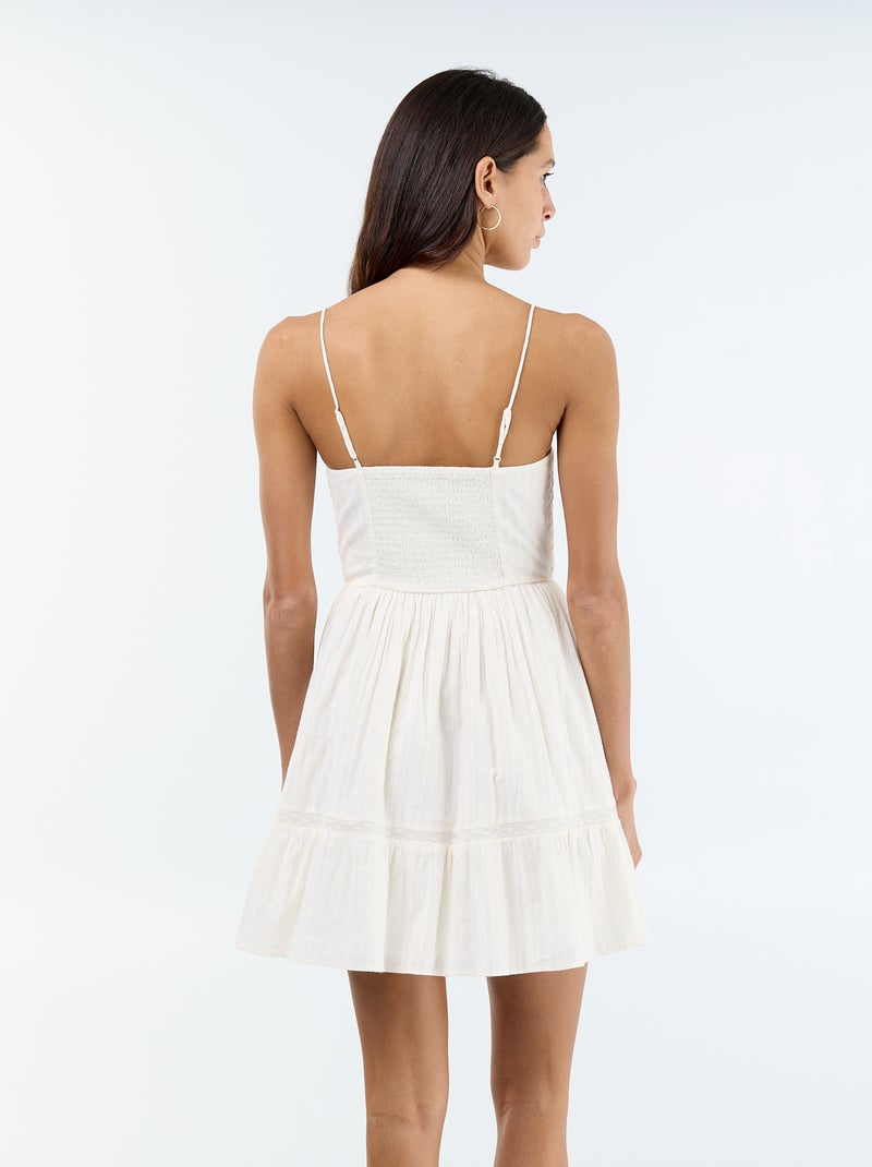 Vestido evasê com alças Branco - Kiabi