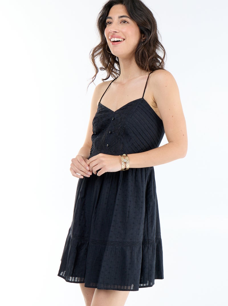Vestido evasê com alças Preto - Kiabi
