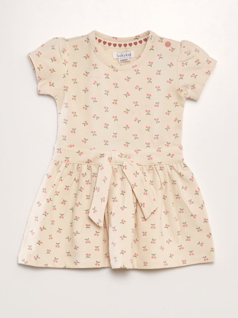 Vestido evasé com estampado BEGE - Kiabi