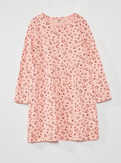 Vestido evasé com estampado 'coração' - Kiabi