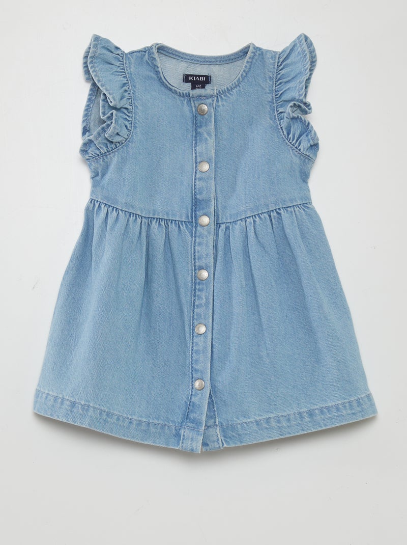 Vestido evasé com folhos AZUL - Kiabi