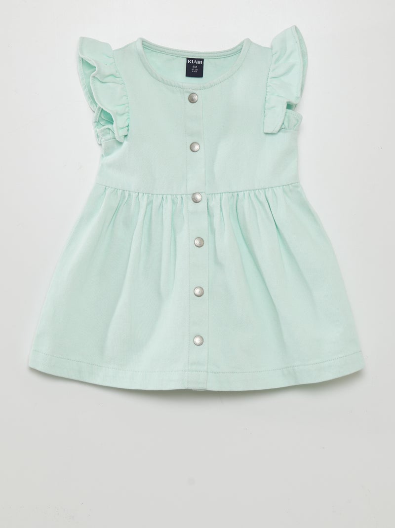 Vestido evasé com folhos Azul - Kiabi