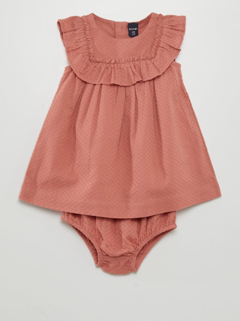 Vestido evasé com folhos + cuecas a condizer ROSA - Kiabi
