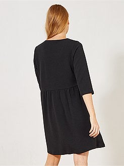 Vestido evasé com malha gofrada - Kiabi