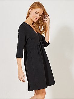 Vestido evasé com malha gofrada - Kiabi