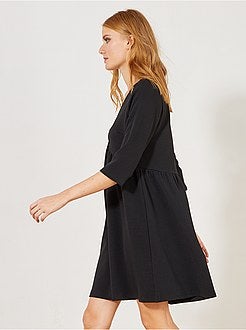 Vestido evasé com malha gofrada - Kiabi