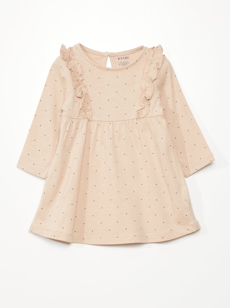 Vestido evasé com motivo às pintas BEGE - Kiabi