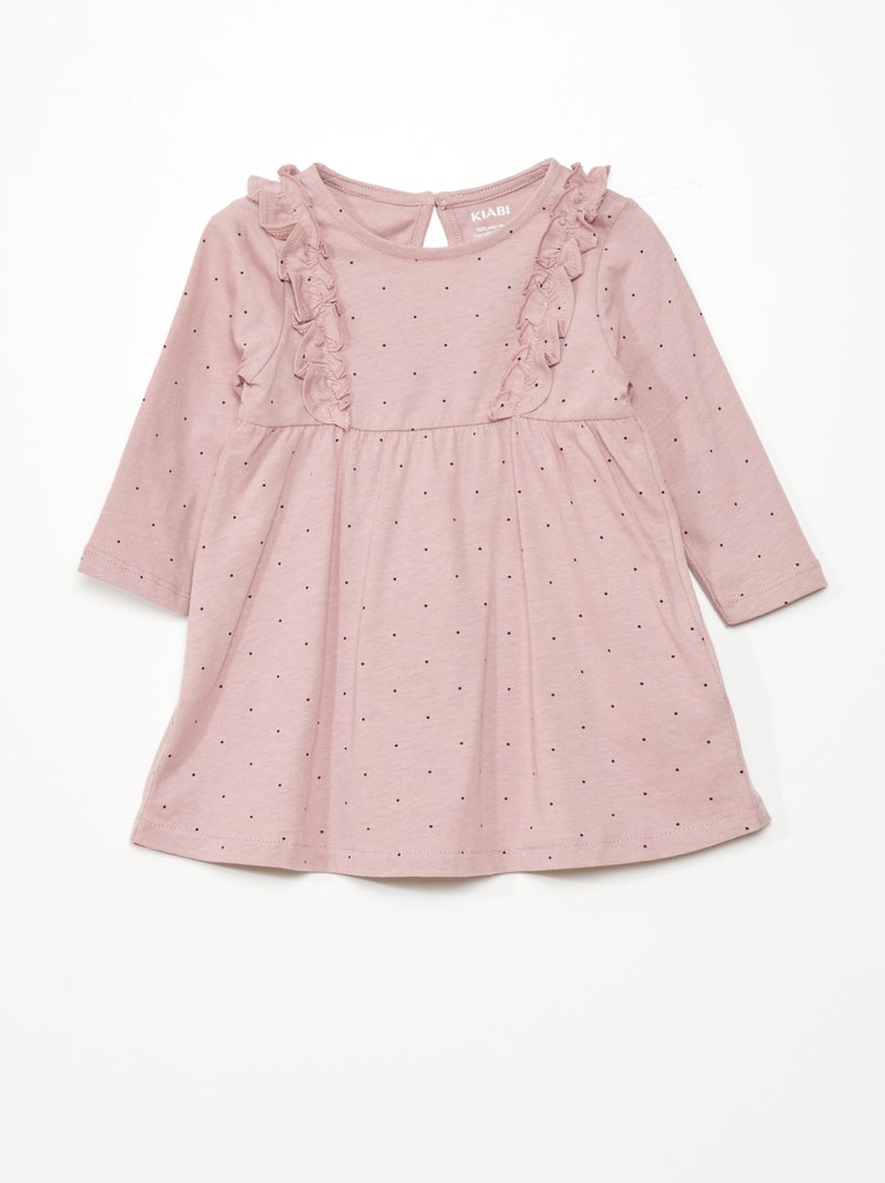 Vestido evasé com motivo às pintas ROSA - Kiabi