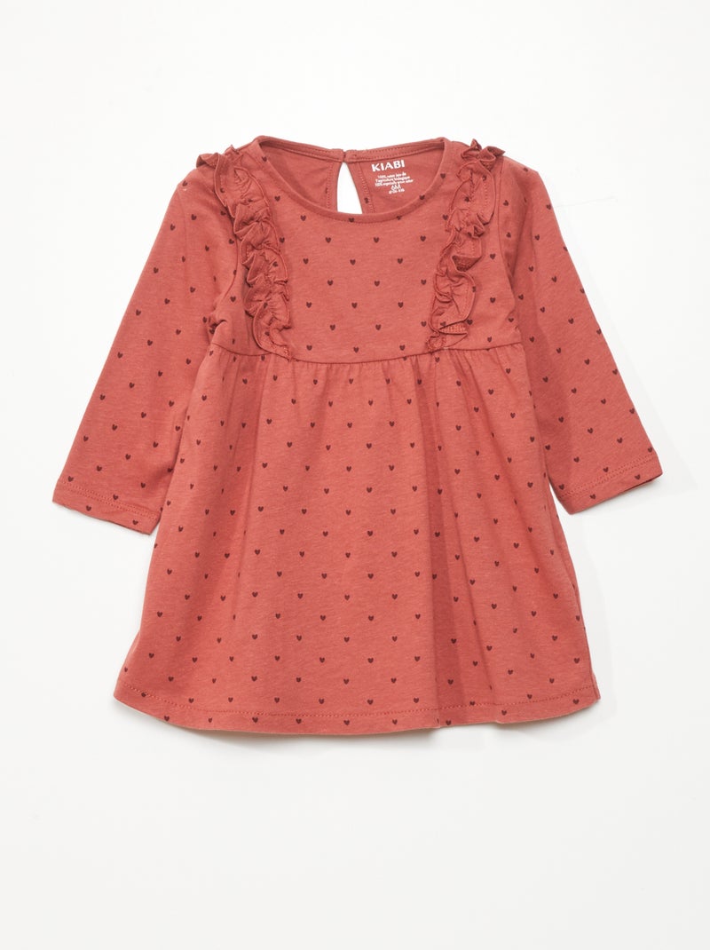 Vestido evasé com motivo corações VERMELHO - Kiabi