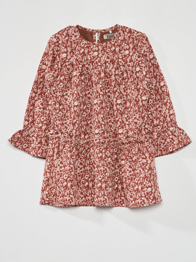 Vestido evasé com motivo ROSA - Kiabi