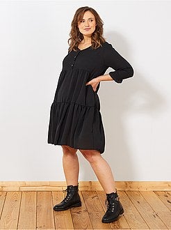 Vestido evasé com pormenor em renda - Kiabi