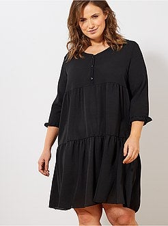 Vestido evasé com pormenor em renda - Kiabi