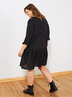 Vestido evasé com pormenor em renda - Kiabi